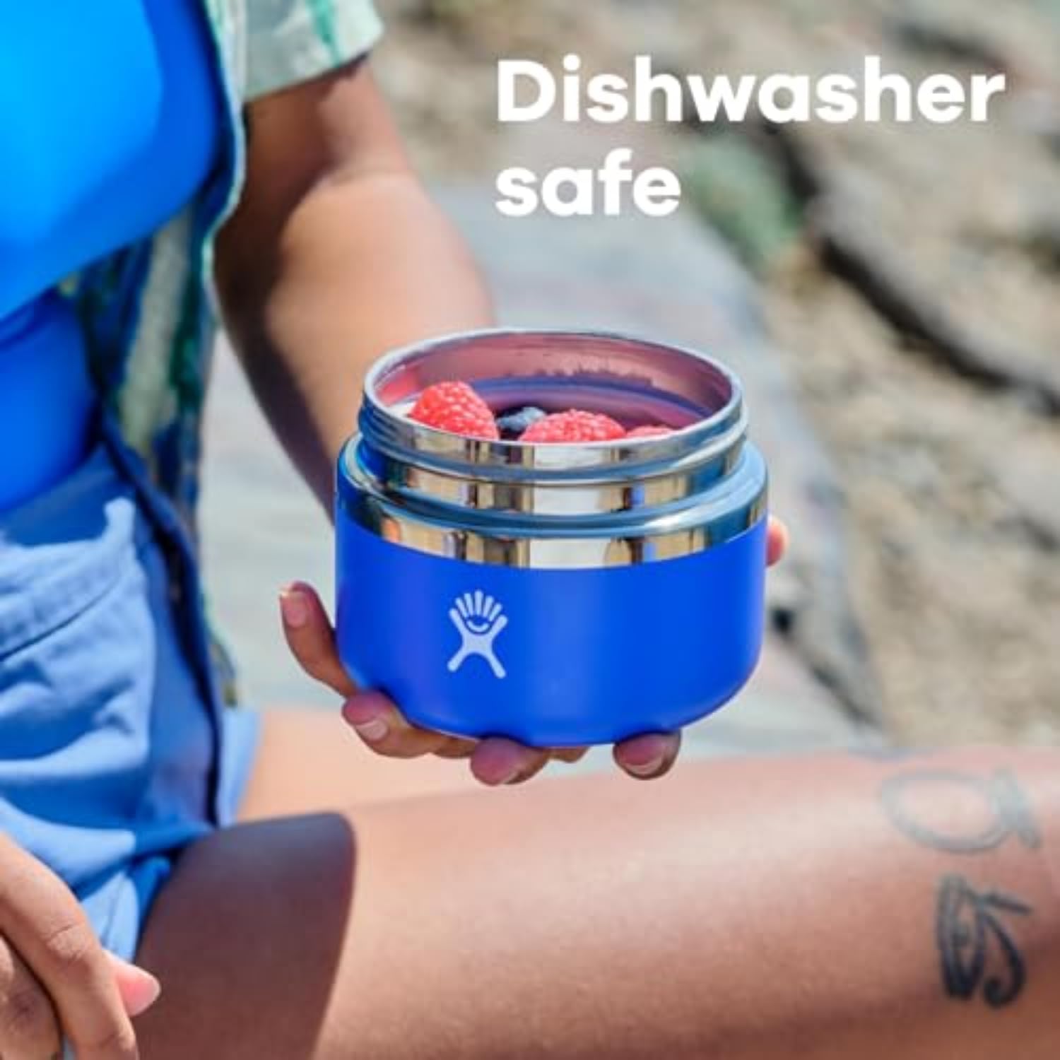 Hydro Flask food jar en utilisation avec soupe chaude conservant la chaleur
