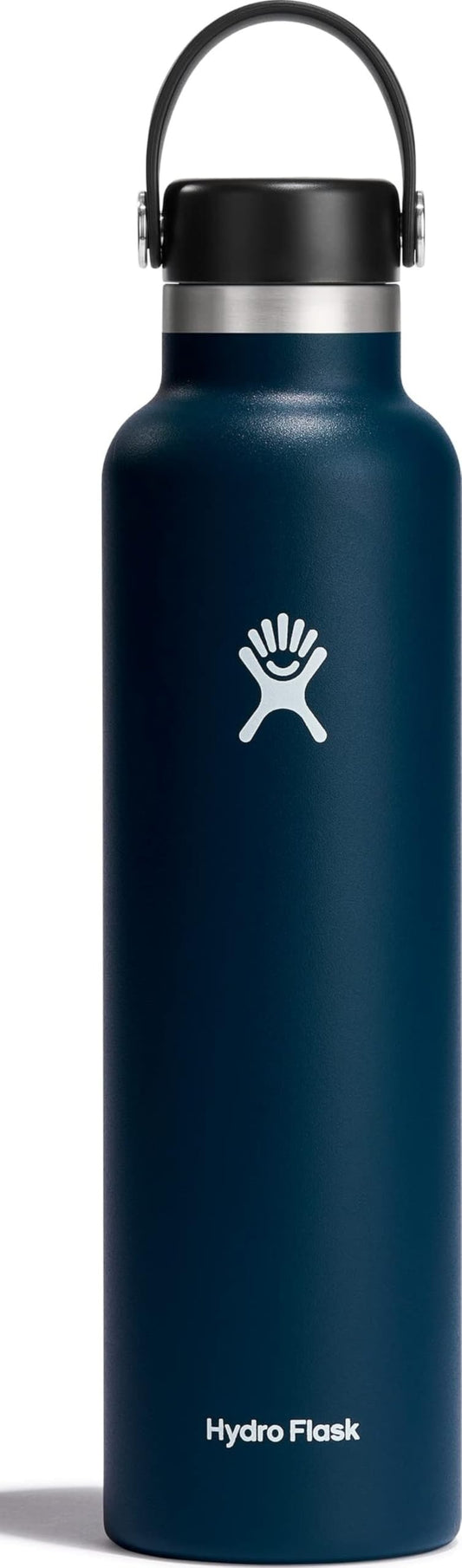 Hydro Flask gourde indigo face avant montrant finition résistante et style portable