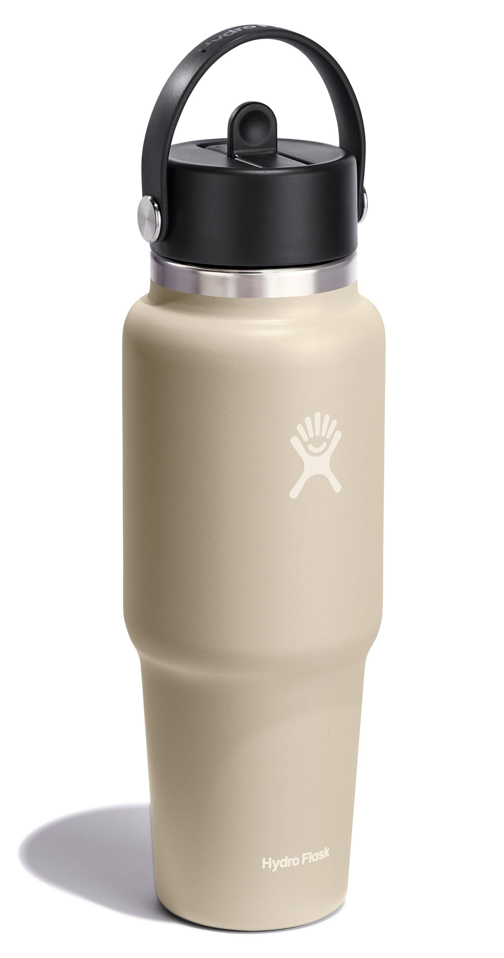 Hydro Flask gourde ouverte avec glaçons, conservation du froid visible