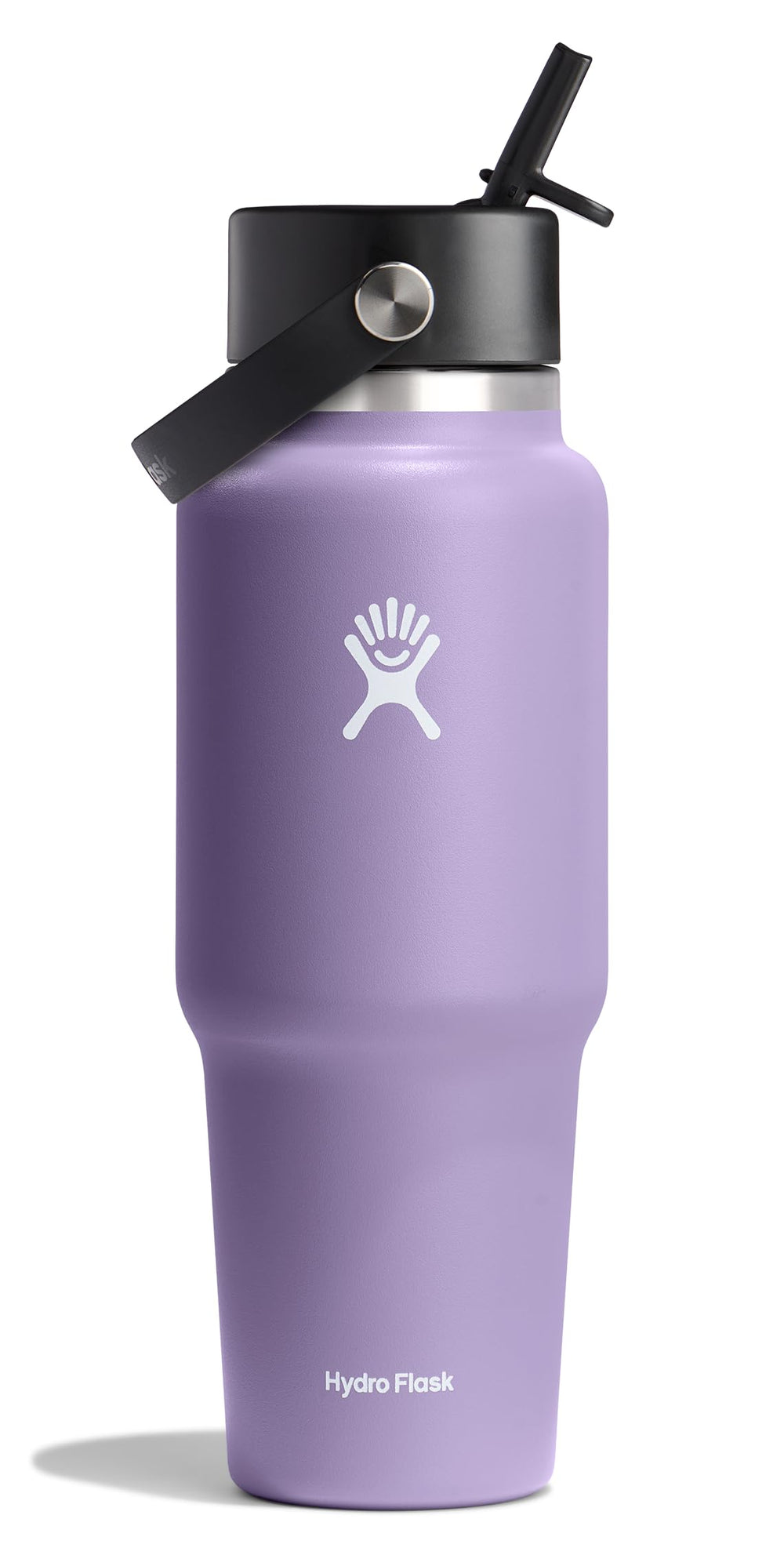 Hydro Flask Travel Water Bottle face montrant design compatible porte-gobelet et tenue sécurisée