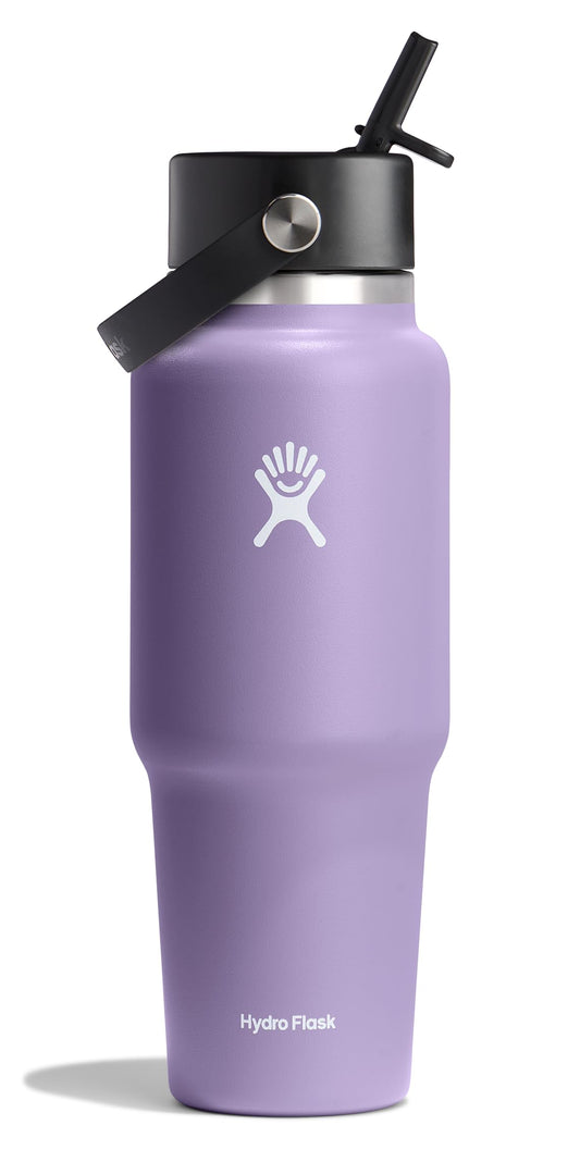 Hydro Flask Travel Water Bottle face montrant design compatible porte-gobelet et tenue sécurisée