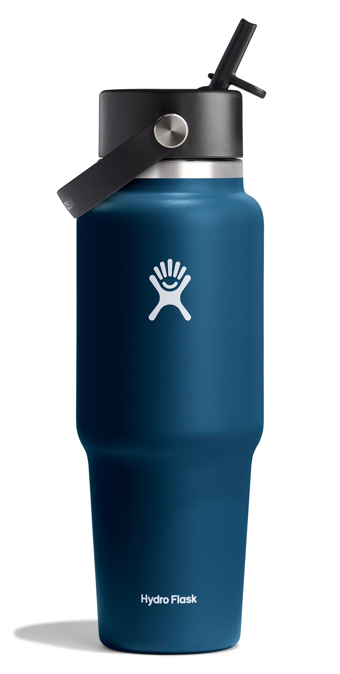 Hydro Flask face avant indigo blue montrant design robuste et capacité 32 oz