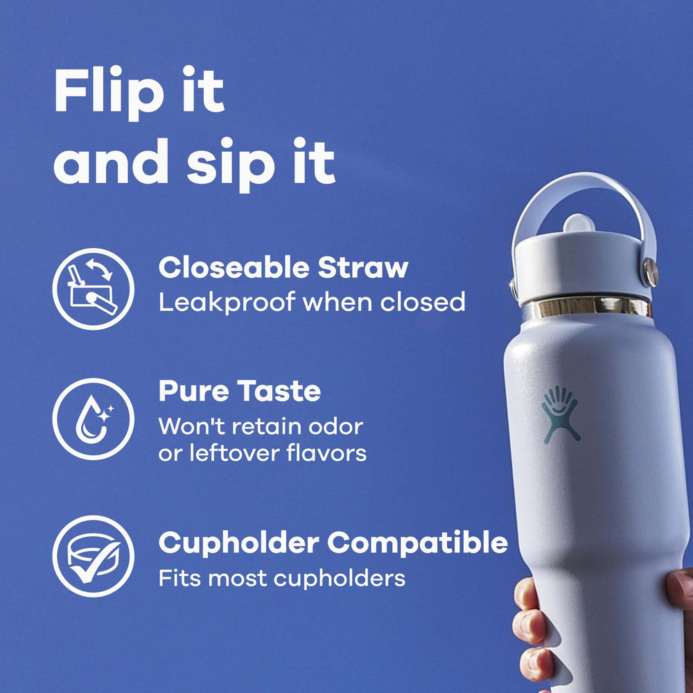 Hydro Flask tenue à la main montrant taille et ergonomie pour transport facile