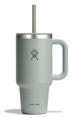 Hydro Flask gobelet face avant montrant la couleur agave et le couvercle, facile à boire