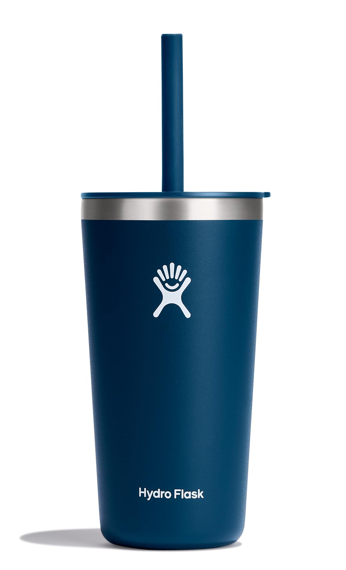 Hydro Flask gobelet indigo vu de face montrant sa capacité pratique