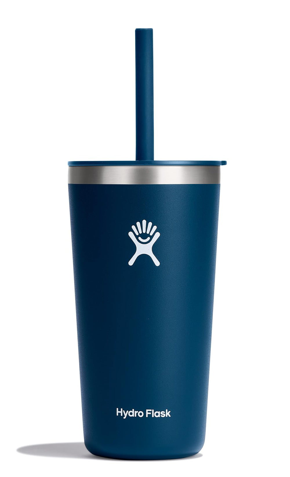 Hydro Flask gobelet indigo vu de face montrant sa capacité pratique