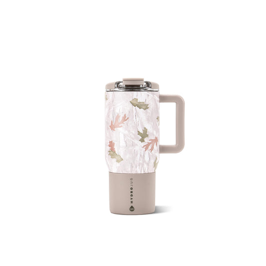 HydroJug Coffee Traveler camo vue de face montrant le design et le volume pratique