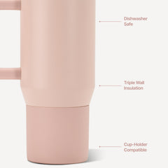 HydroJug couvercle ouvert illustrant le flip‑top étanche pour boire d'une main