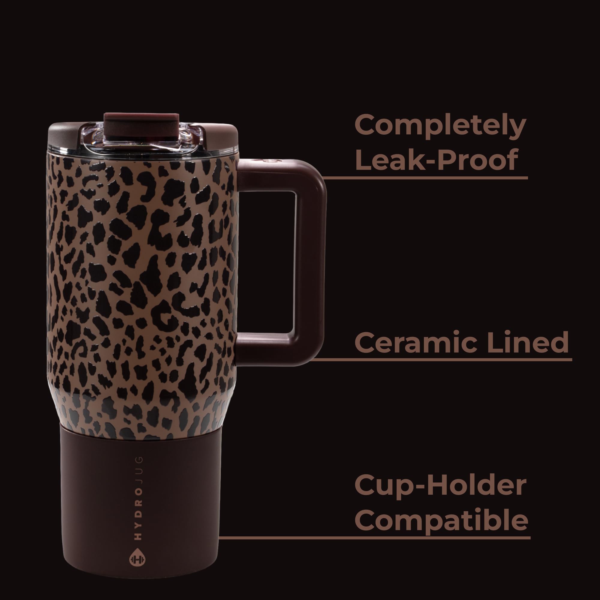 HydroJug installé dans porte-gobelet voiture, stable et compatible