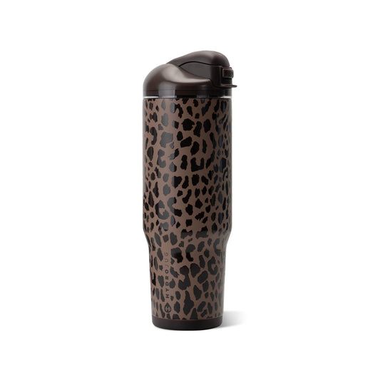 HydroJug vue avant montrant le design brown leopard et l'isolation pratique