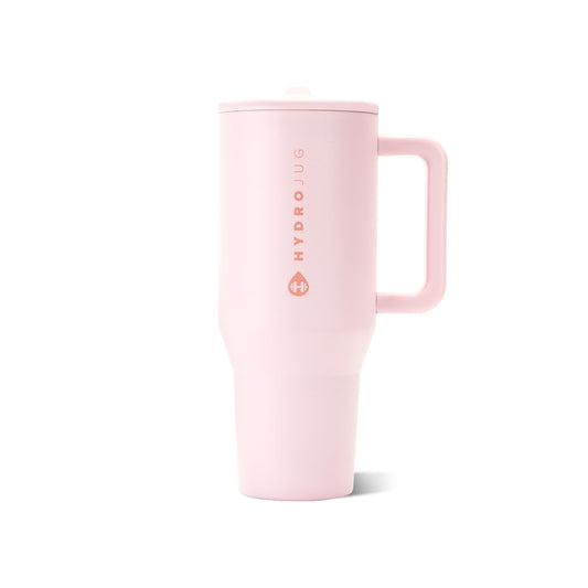 HydroJug Traveler face avant montrant design Rose Sand et capacité pratique