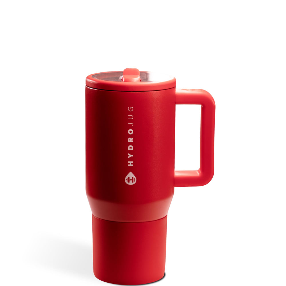 HydroJug Traveler vue avant emballage Alumni Red montrant le design attrayant
