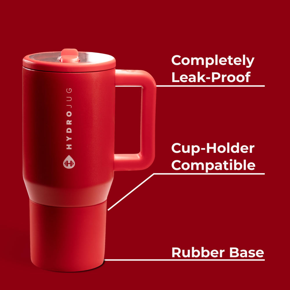 HydroJug Traveler gros plan poignée soft-touch HydroJug pour préhension sûre