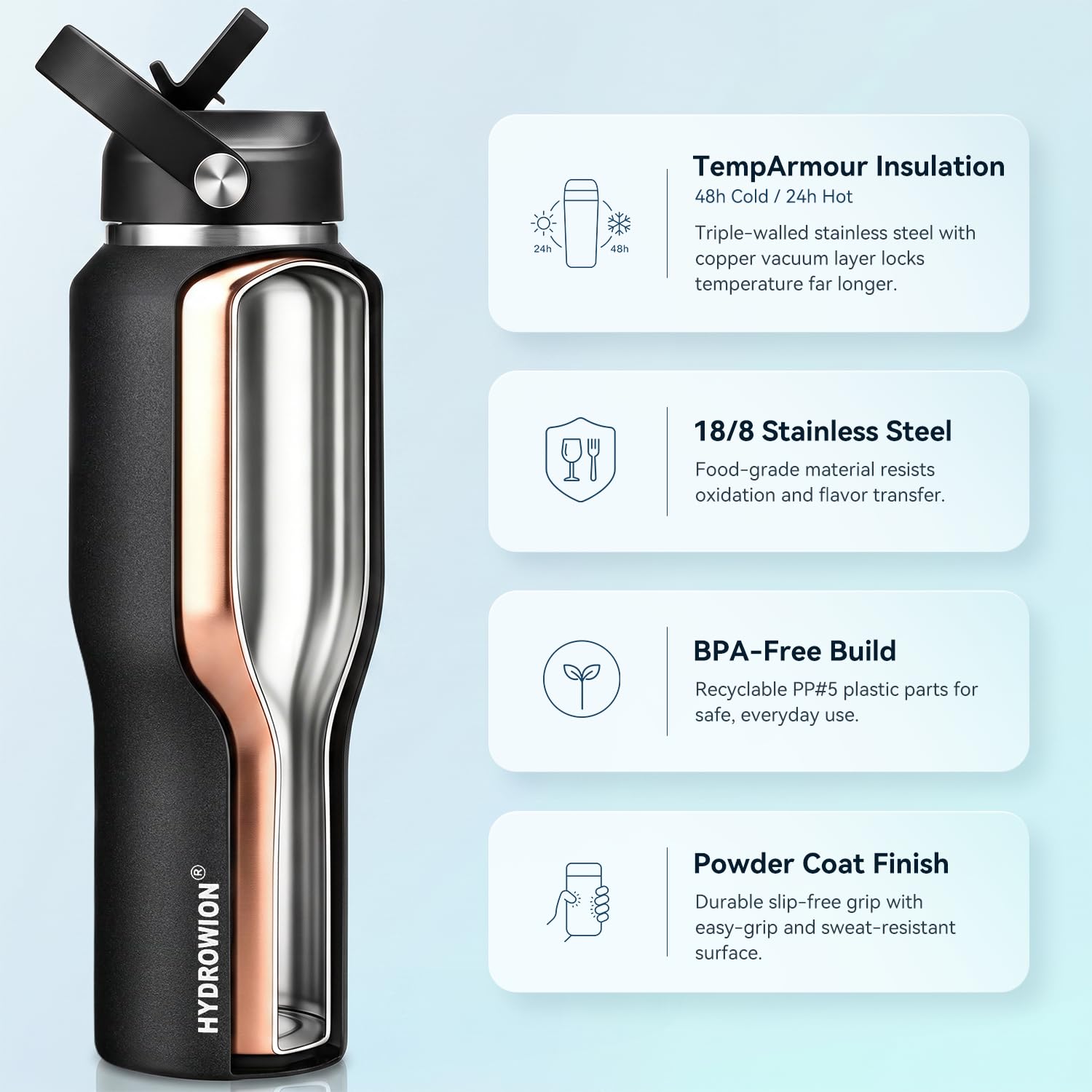 HYDROWION bouchon paille avec capuchon anti-poussière, hygiène en mouvement