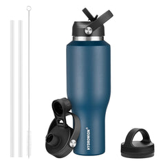 HYDROWION vue frontale de la gourde cobalt, design slim pratique