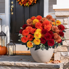HyeFlora faux mums en jardinière ajoutant couleur au balcon