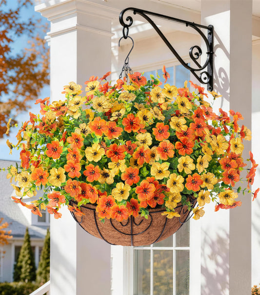 HyeFlora panier suspendu entier montrant couleur orange et impact visuel