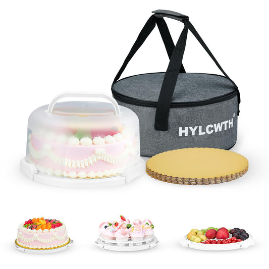 HYLCWTH porte-gâteau face montrant couvercle et poignée pour transport sûr