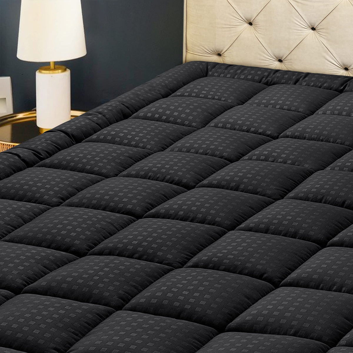 HYLEORY face de la housse matelas noire, apparence élégante et protection