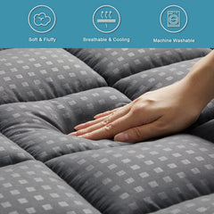 HYLEORY surmatelas posé sur lit complet confort moelleux et tenue sans glissement