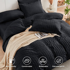 HYMOKEGE couette dépliée sur lit illustrant volume moelleux et confort toute-saison