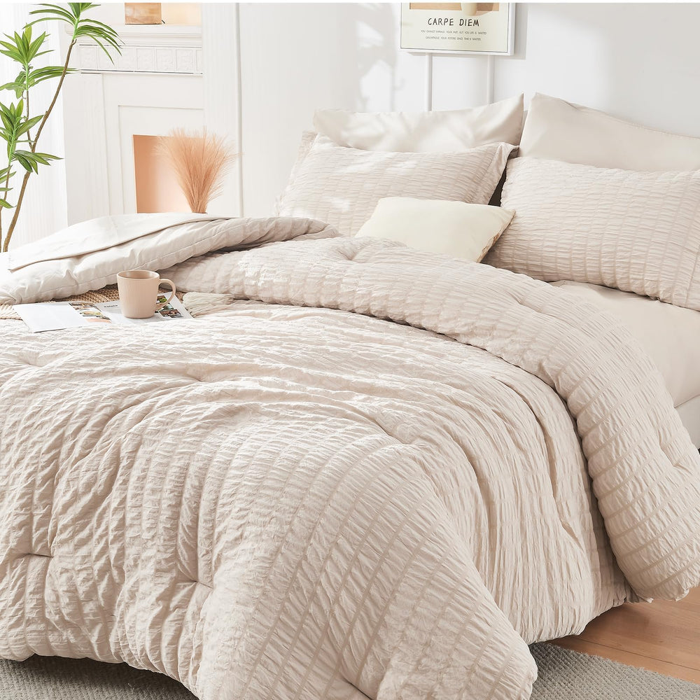 HYMOKEGE vue frontale de l'ensemble complet beige pour une chambre harmonieuse