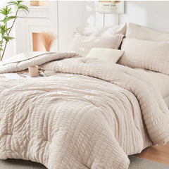 HYMOKEGE vue frontale de l'ensemble complet beige pour une chambre harmonieuse