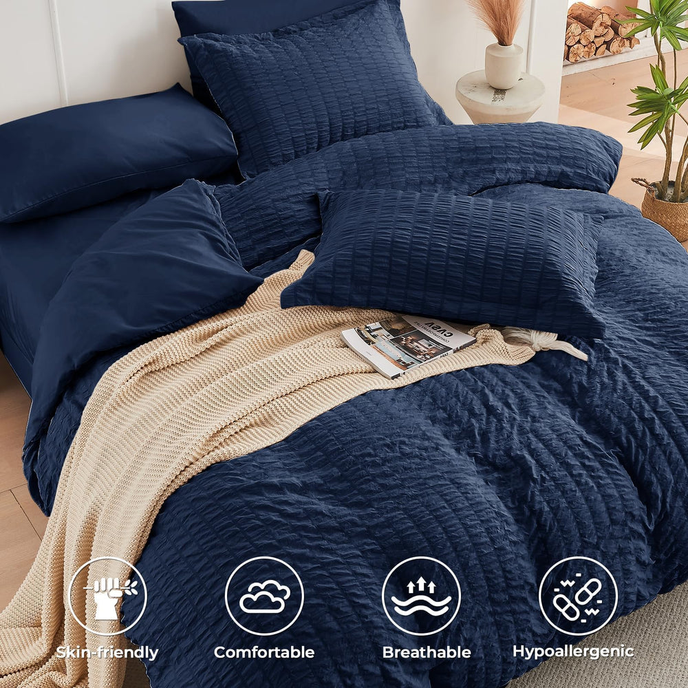 HYMOKEGE ensemble plié avec drap plat et taies parfaitement assortis, gain de temps