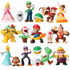 HYOIIO ensemble de 18 figurines Mario en présentation, idéal pour décors de fête