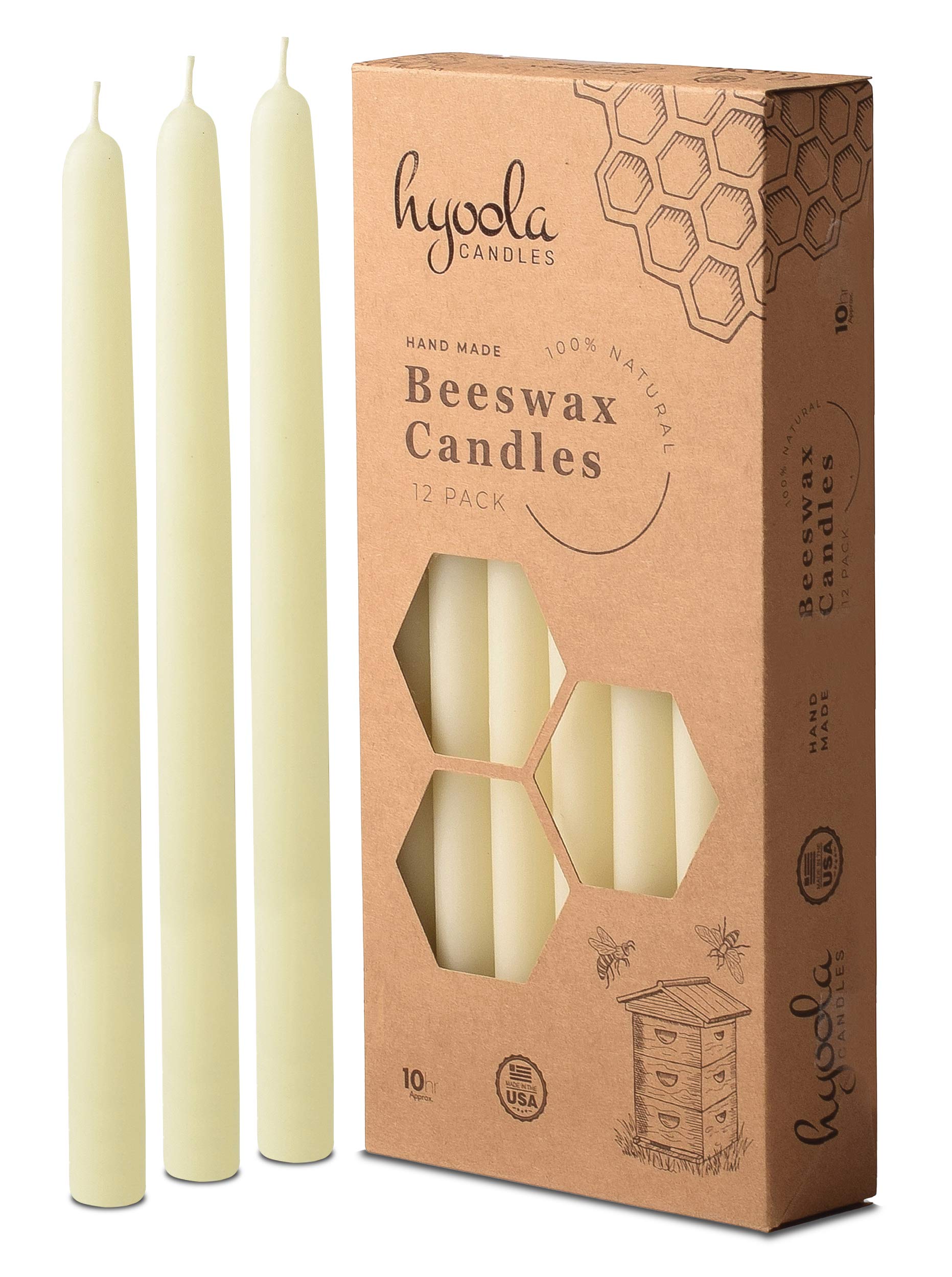 Hyoola vue avant du lot de 12 bougies, esthétique propre et uniforme