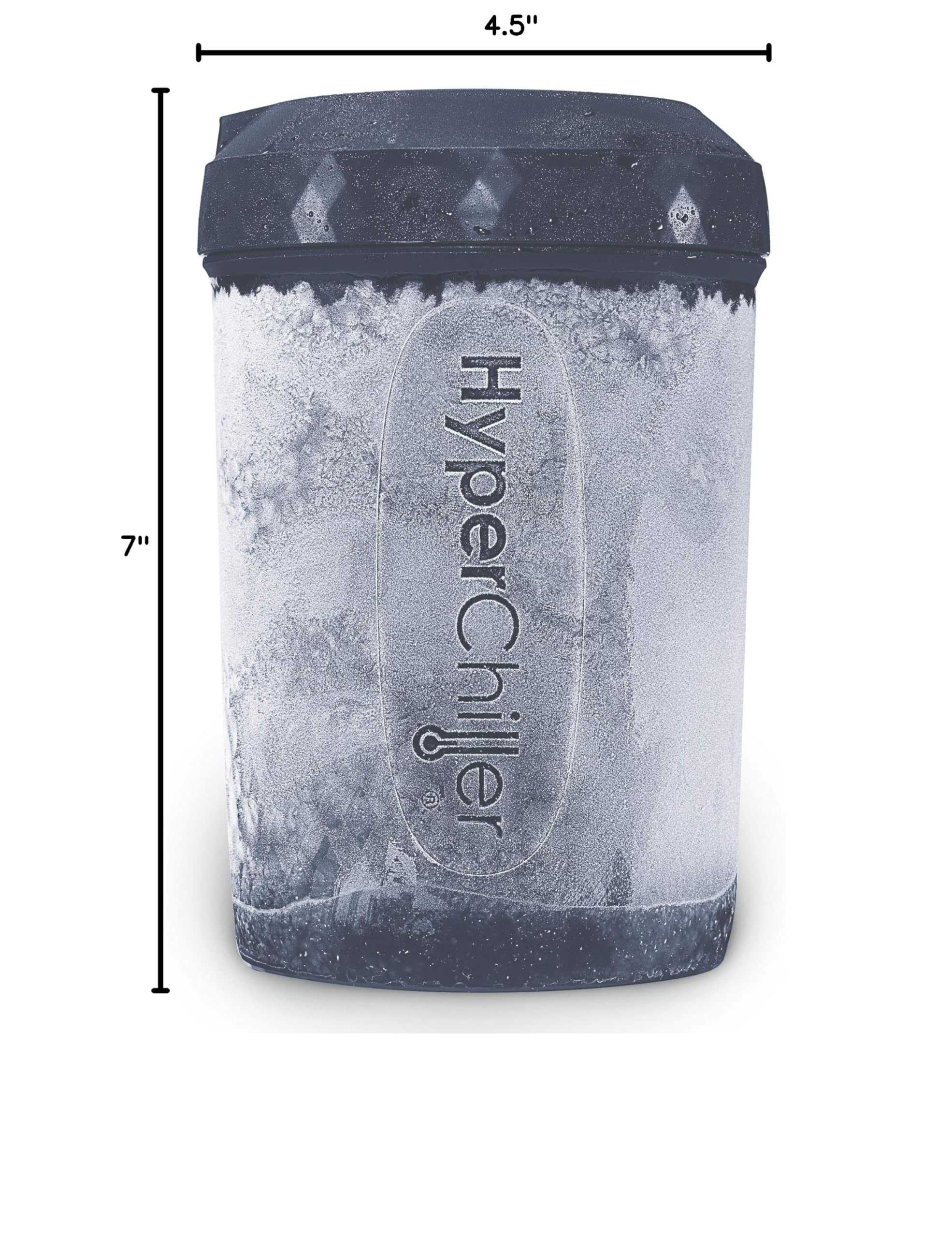 HyperChiller posé sur un plan de travail cobalt en cuisine, accessoire élégant pour boissons