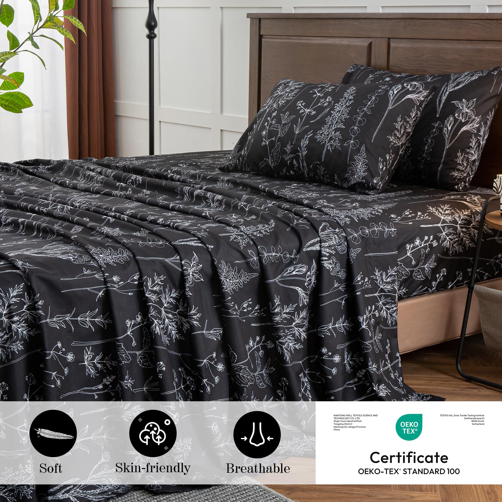 HYPREST gros plan motif floral noir avec rendu décoratif élégant