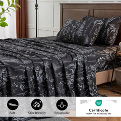 HYPREST gros plan motif floral noir avec rendu décoratif élégant