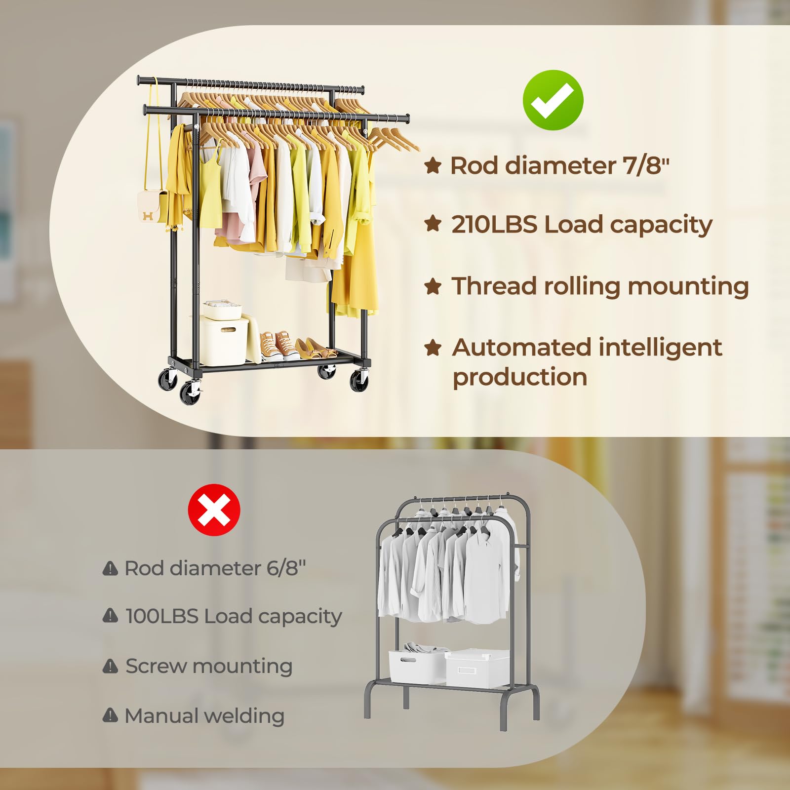 HYSEYY barres latérales tenant sacs et ceintures pour organisation pratique