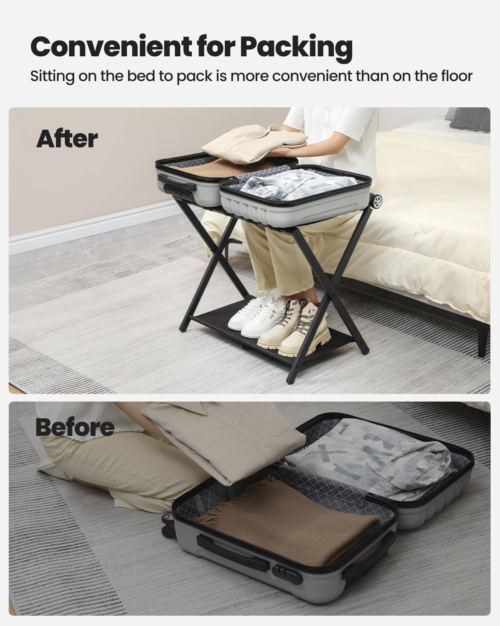 Hzuaneri porte-bagages plié pour un rangement compact et gain de place