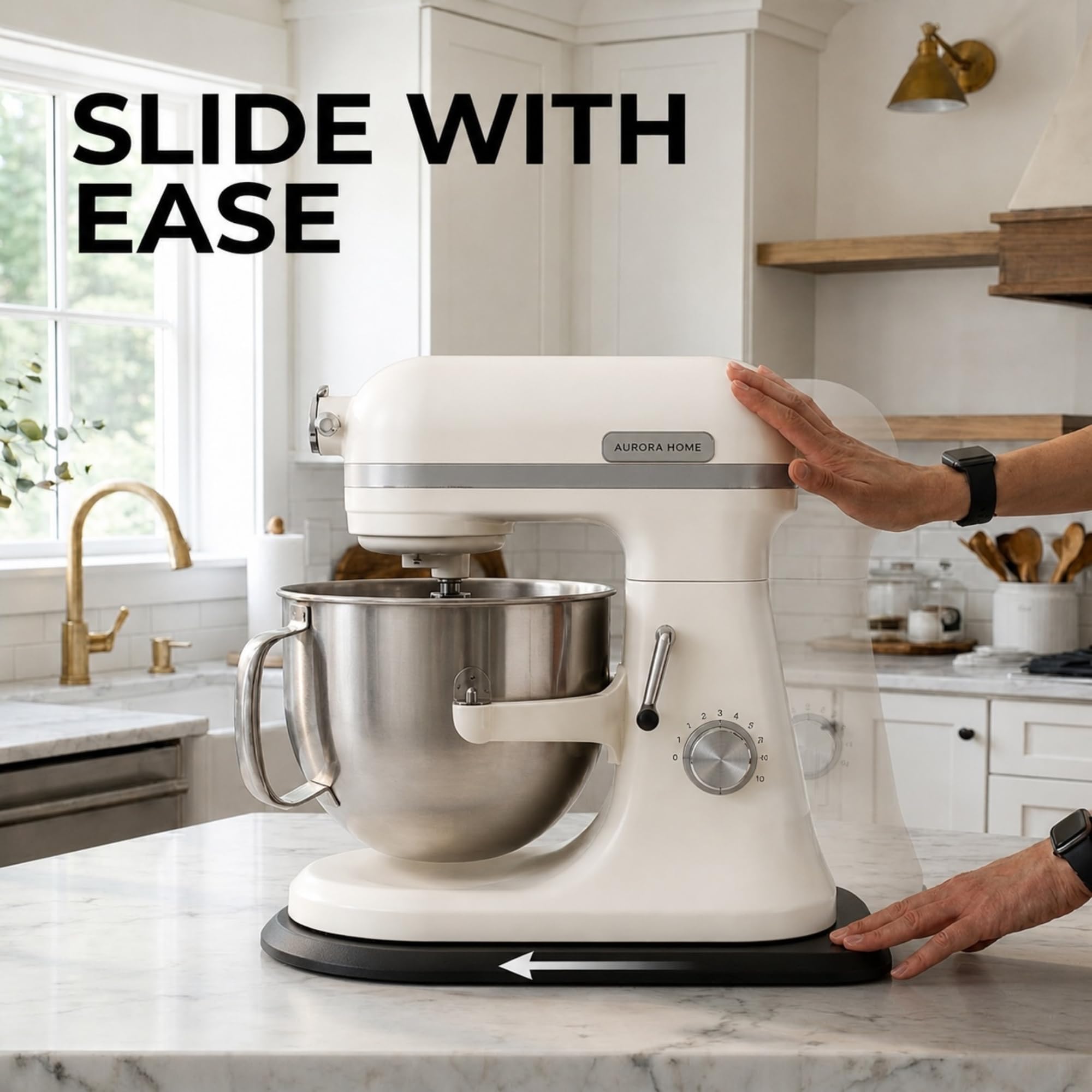 Ibyx Mixer Slider en usage avec robot pâtissier, facilite l'accès et protège