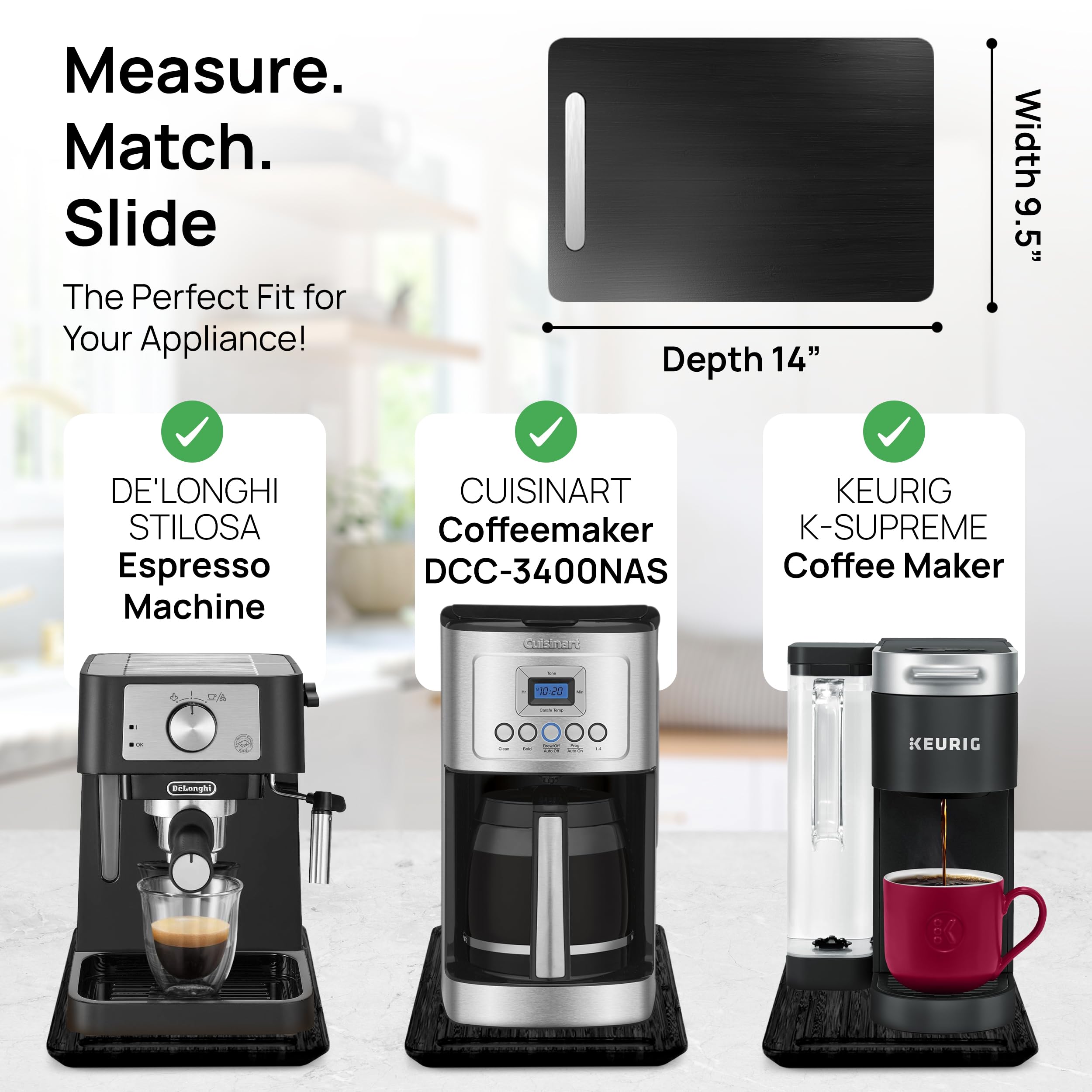 Ibyx comparaison de taille montrant 9,5x14 in adaptée aux cafetières