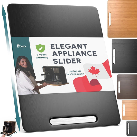 Ibyx plateau coulissant vue avant montrant finition noire et gain d'espace