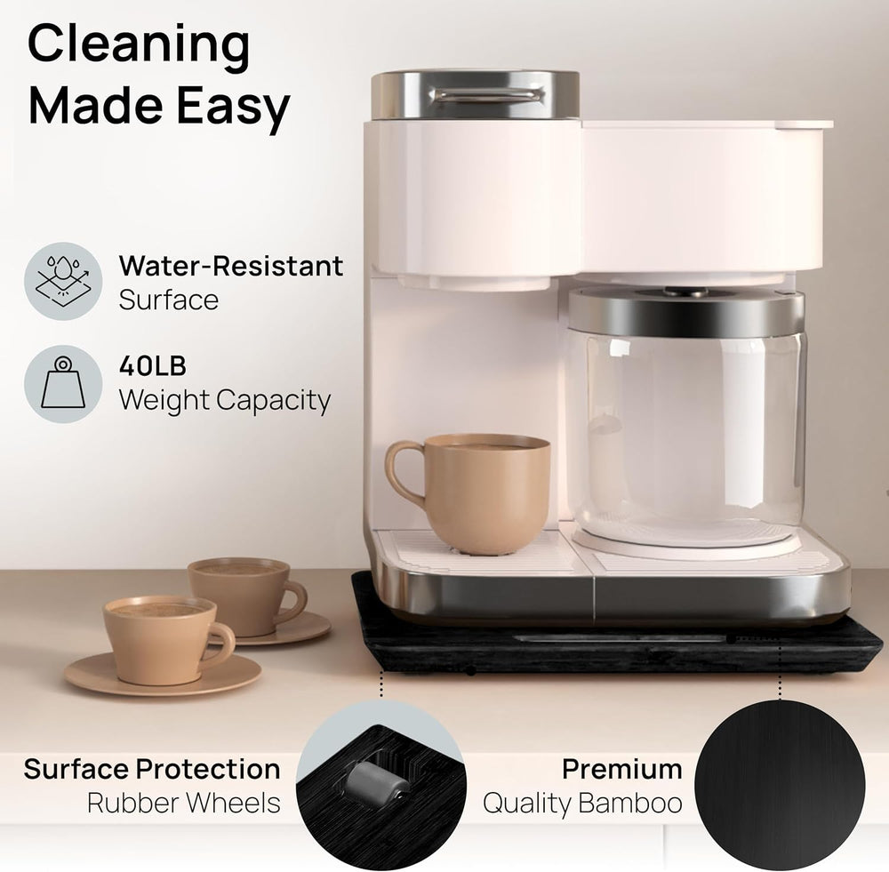 Ibyx plateau coulissant en usage avec cafetière facilitant accès quotidien