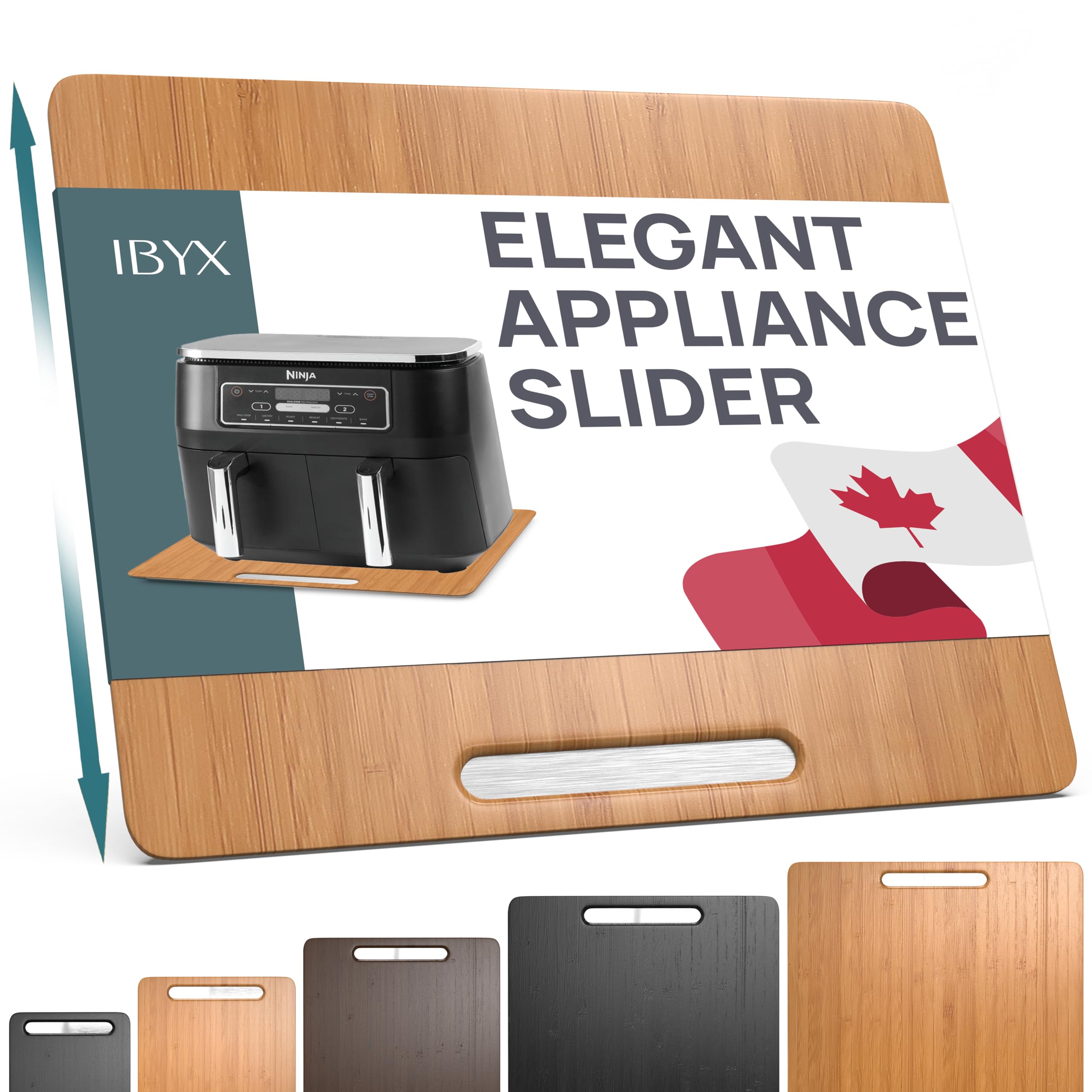 Ibyx plateau coulissant face avant montrant stabilité et finition naturelle