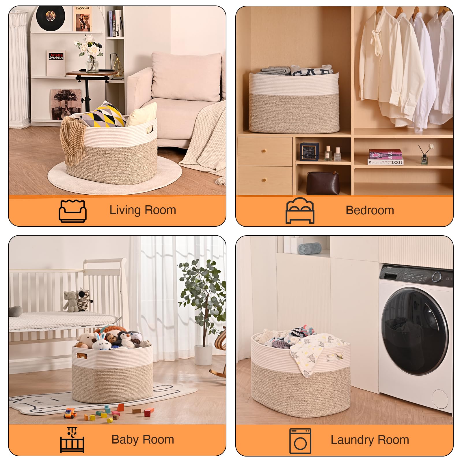 ICERZCZ panier salon rempli de plaids pour rangement accessible