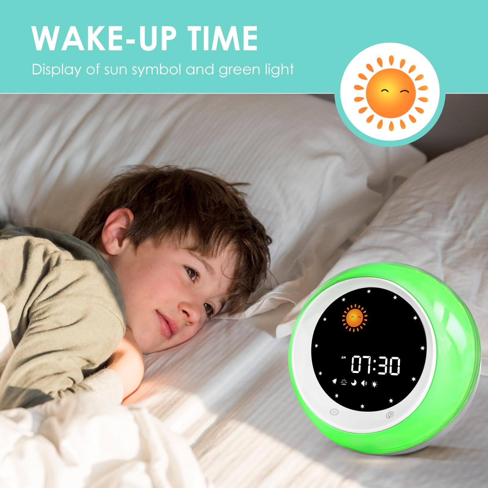 I·CODE en usage près d'un enfant au lit pour démontrer calme nocturne
