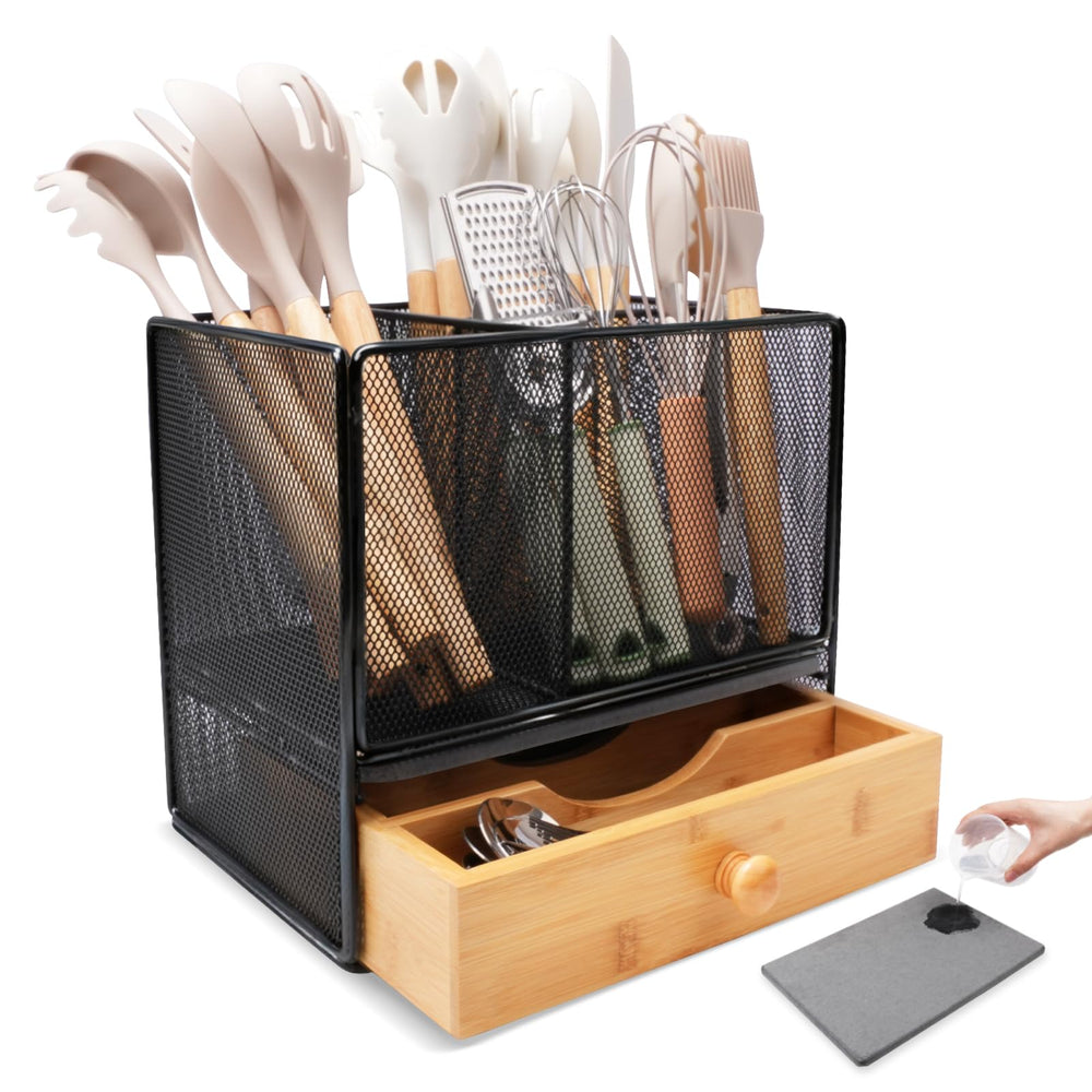 Idcymoul vue frontale du porte-ustensiles pour organiser rapidement la cuisine