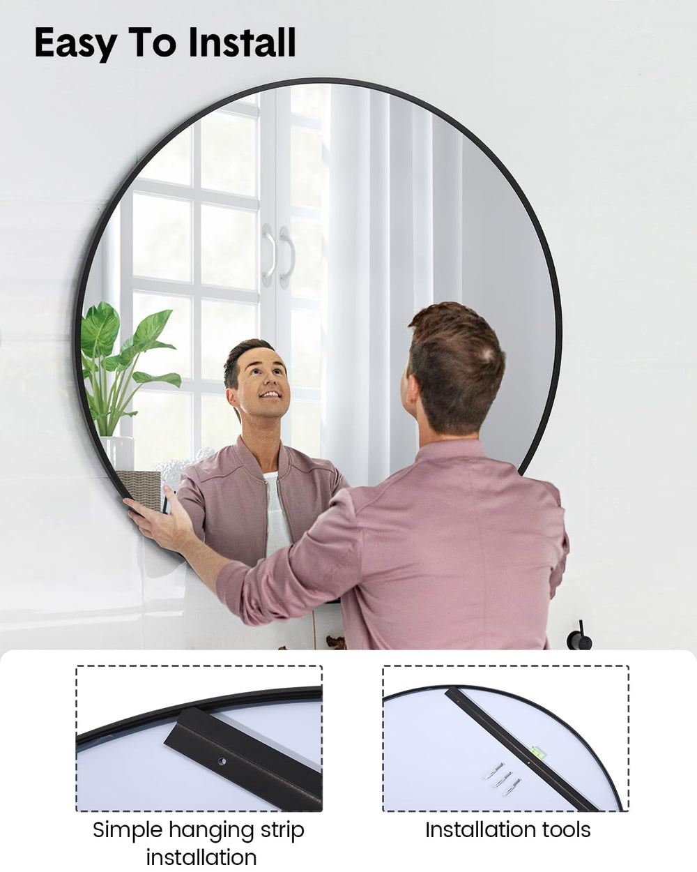 IDEALHOUSE comparaison taille montrant échelle du miroir dans pièce réelle