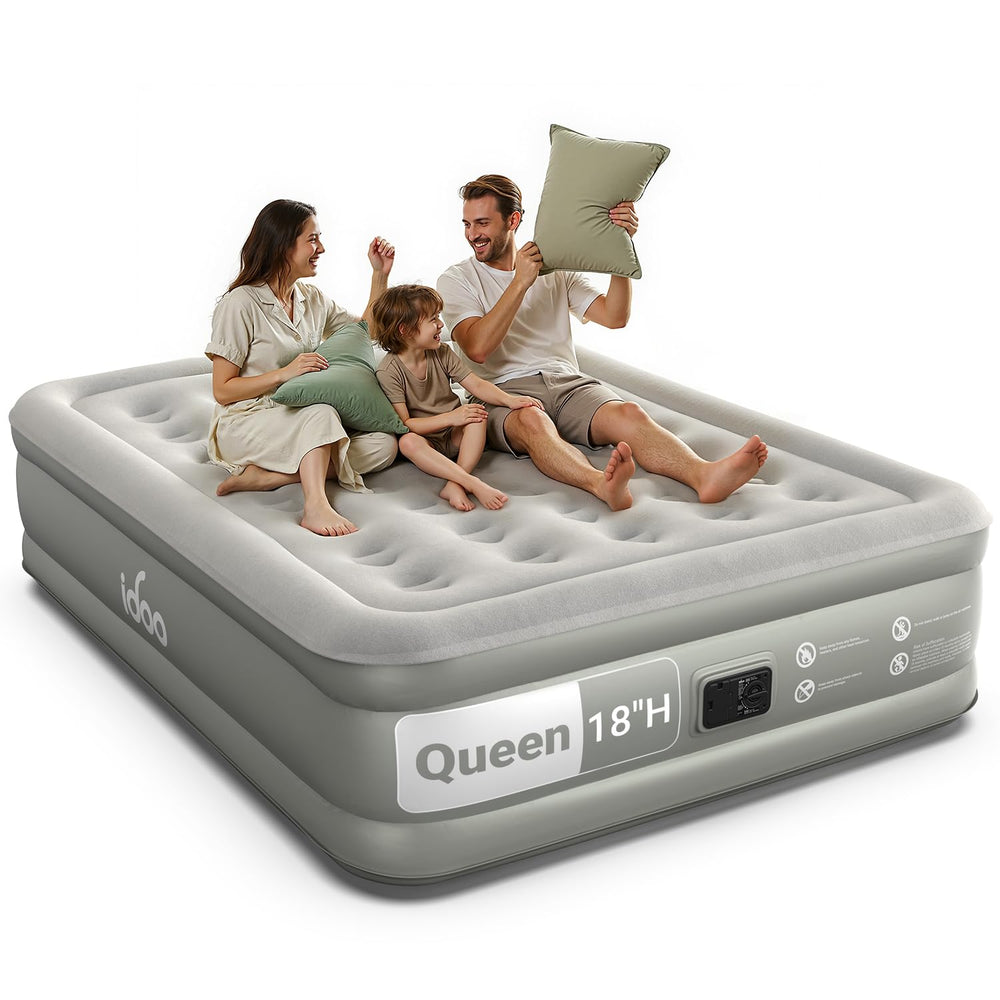 iDOO matelas face avant gonflé montrant maintien et taille queen