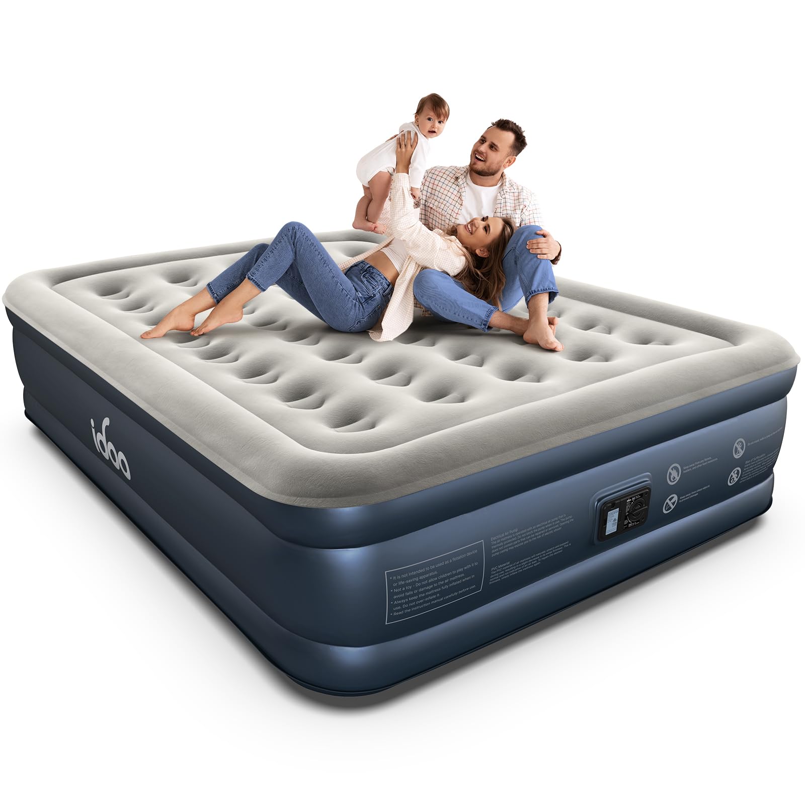 iDOO matelas face avant gonflé montrant couchage spacieux et confort
