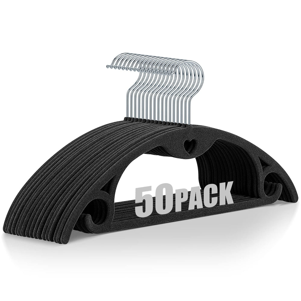 IEOKE pack 50 cintres velours noir pour gain de place