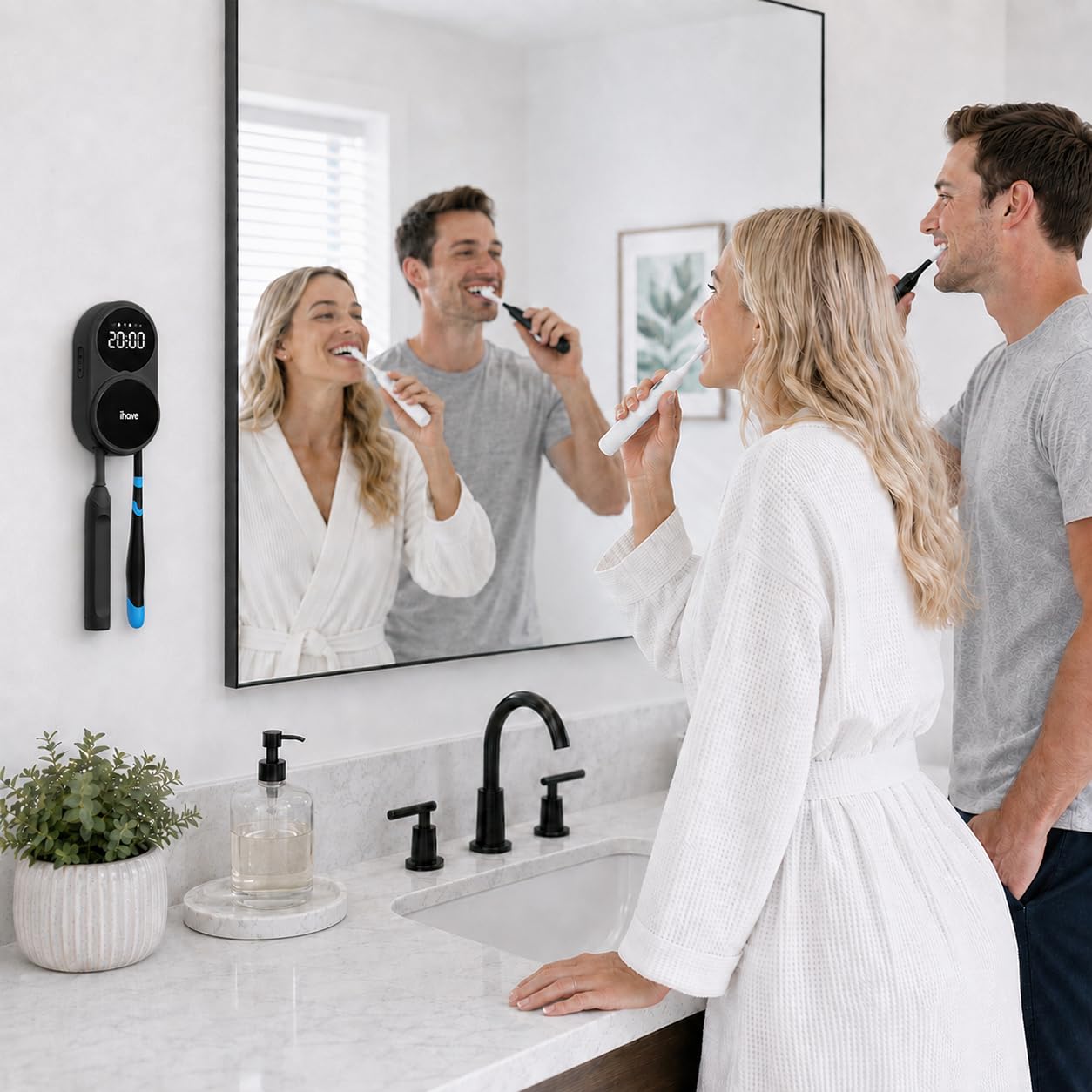 iHave produit installé dans salle de bain familiale montrant organisation pratique