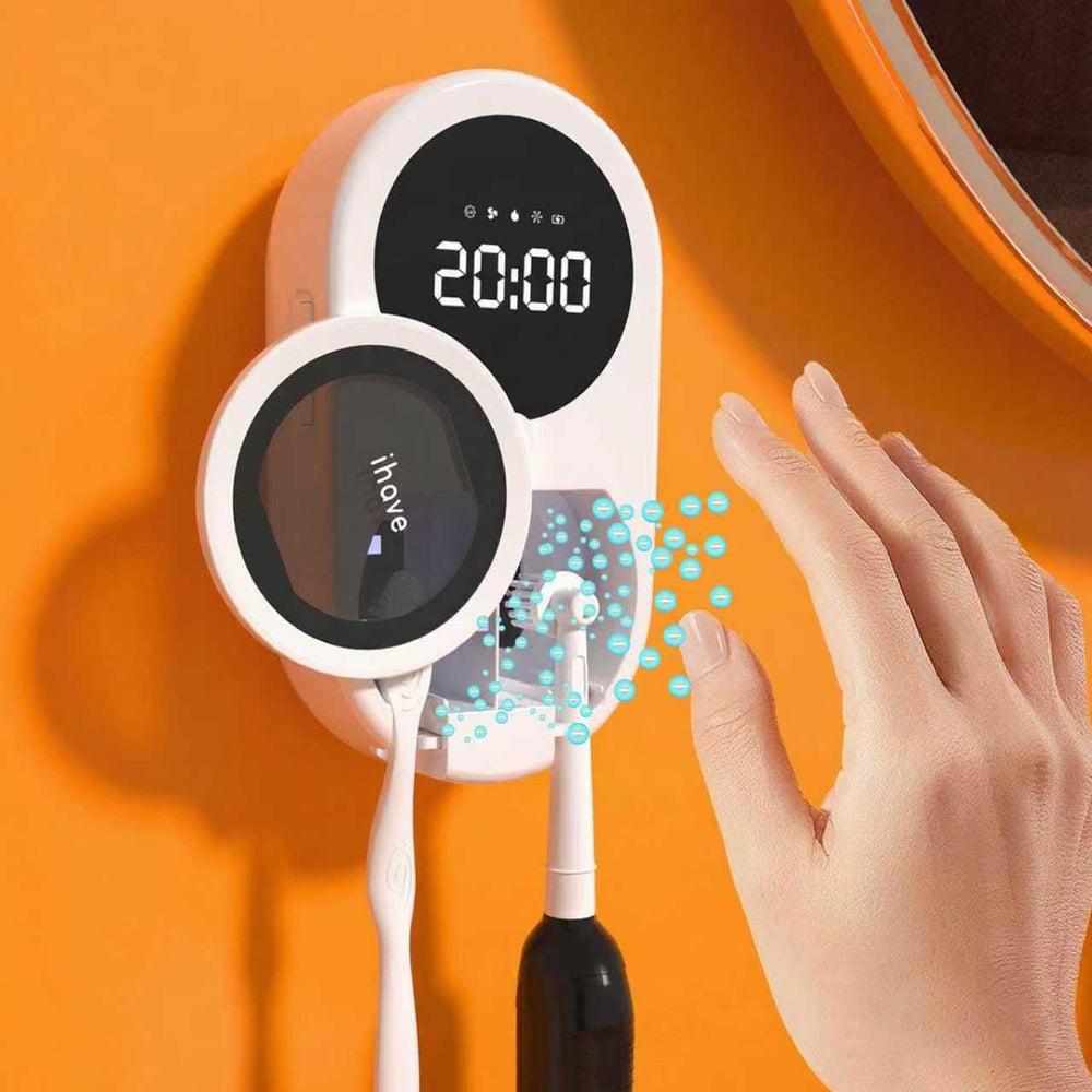 iHave porte-brosse mural face avant montrant design compact et rangement organisé