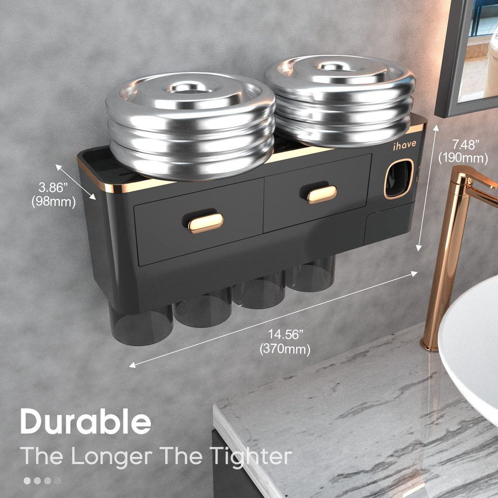 iHave porte-brosses installé au-dessus d'un lavabo pour gagner de l'espace et style
